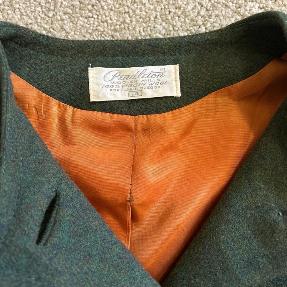 Pendleton Forest Green Jacket With Vibrant Orange… - image 2